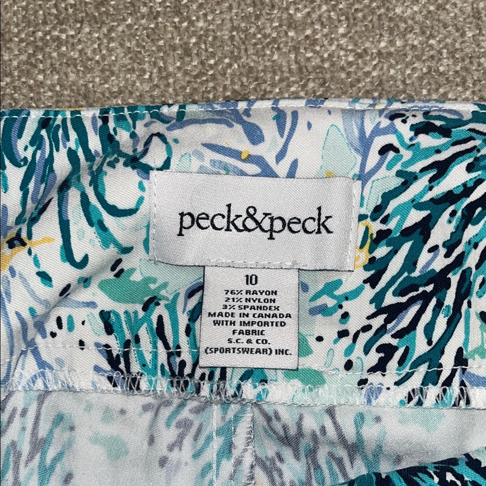 Peck & Peck Blue and Green Seaweed Abstract Pants size 10 - Picture 2 of 10
